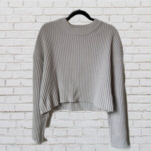 Cropped Taupe Knit Sweater